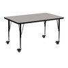 Wren Mobile 30''W x 48''L Rectangular Grey HP Laminate Activity Table - Height Adjustable Short Legs