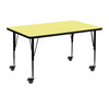 Wren Mobile 30''W x 48''L Rectangular Yellow Thermal Laminate Activity Table - Height Adjustable Short Legs