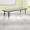 Wren 26"W x 60"L Rectangle Wave Flexible Collaborative Grey Thermal Laminate Activity Table - Standard Height Adjust Legs