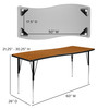 Wren 26"W x 60"L Rectangle Wave Flexible Collaborative Oak Thermal Laminate Activity Table - Standard Height Adjust Legs