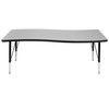 Wren 26"W x 60"L Rectangular Wave Flexible Collaborative Grey Thermal Laminate Activity Table - Height Adjustable Short Legs