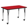 Wren Mobile 30''W x 60''L Rectangular Red HP Laminate Activity Table - Standard Height Adjustable Legs