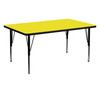 Wren 30''W x 60''L Rectangular Yellow HP Laminate Activity Table - Height Adjustable Short Legs