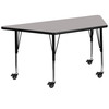 Wren Mobile 29''W x 57''L Trapezoid Grey HP Laminate Activity Table - Height Adjustable Short Legs