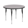 Wren 42'' Round Grey Thermal Laminate Activity Table - Standard Height Adjustable Legs