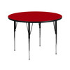 Wren 42'' Round Red Thermal Laminate Activity Table - Standard Height Adjustable Legs