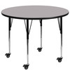 Wren Mobile 42'' Round Grey Thermal Laminate Activity Table - Standard Height Adjustable Legs