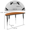 Wren 47.5" Half Circle Wave Flexible Collaborative Oak Thermal Laminate Activity Table - Standard Height Adjustable Legs