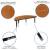Wren 47.5" Half Circle Wave Flexible Collaborative Oak Thermal Laminate Activity Table - Height Adjustable Short Legs