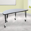 Wren Mobile 47.5" Half Circle Wave Flexible Collaborative Grey Thermal Laminate Activity Table - Height Adjust Short Legs