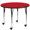 Wren Mobile 48'' Round Red HP Laminate Activity Table - Standard Height Adjustable Legs
