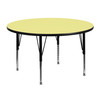 Wren 48'' Round Yellow Thermal Laminate Activity Table - Height Adjustable Short Legs