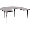 Wren 60''W x 66''L Horseshoe Grey Thermal Laminate Activity Table - Standard Height Adjustable Legs