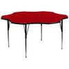 Wren 60'' Flower Red Thermal Laminate Activity Table - Standard Height Adjustable Legs