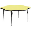 Wren 60'' Flower Yellow Thermal Laminate Activity Table - Standard Height Adjustable Legs