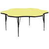 Wren 60'' Flower Yellow Thermal Laminate Activity Table - Height Adjustable Short Legs