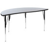 Wren 60" Half Circle Wave Flexible Collaborative Grey Thermal Laminate Activity Table - Standard Height Adjustable Legs