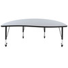 Wren Mobile 60" Half Circle Wave Flexible Collaborative Grey Thermal Laminate Activity Table-Height Adjust Short Legs