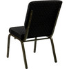 HERCULES Series 18.5''W Stacking Church Chair in Black Dot Patterned Fabric - Gold Vein Frame