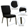 HERCULES Series 18.5''W Stacking Church Chair in Black Dot Patterned Fabric - Gold Vein Frame