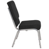 HERCULES Series 18.5''W Stacking Church Chair in Black Fabric - Silver Vein Frame