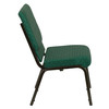 HERCULES Series 18.5''W Stacking Church Chair in Green Patterned Fabric - Gold Vein Frame