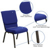HERCULES Series 18.5''W Stacking Church Chair in Navy Blue Fabric - Gold Vein Frame