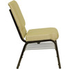 HERCULES Series 18.5''W Church Chair in Beige Patterned Fabric with Book Rack - Gold Vein Frame