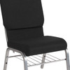 HERCULES Series 18.5''W Church Chair in Black Fabric with Book Rack - Silver Vein Frame