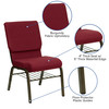 HERCULES Series 18.5''W Church Chair in Burgundy Fabric with Book Rack - Gold Vein Frame