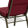 HERCULES Series 18.5''W Church Chair in Burgundy Fabric with Book Rack - Gold Vein Frame