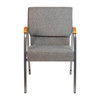HERCULES Series 21"W Stacking Wood Accent Arm Church Chair in Gray Fabric - Silver Vein Frame