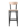 Wright Commercial Grade Barstool with 500 LB. Capacity Black Steel Frame, Solid Wood Seat, and Boomerang Back, Natural Birch Finish