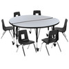 Emmy Mobile 47.5" Circle Wave Flexible Laminate Activity Table Set with 12" Student Stack Chairs, Grey/Black