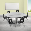 Emmy 47.5" Circle Wave Flexible Laminate Activity Table Set with 14" Student Stack Chairs, Grey/Black