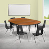 Emmy 76" Oval Wave Flexible Laminate Activity Table Set with 16" Student Stack Chairs, Oak/Black