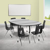Emmy Mobile 76" Oval Wave Flexible Laminate Activity Table Set with 16" Student Stack Chairs, Grey/Black