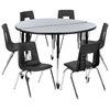 Emmy Mobile 47.5" Circle Wave Flexible Laminate Activity Table Set with 18" Student Stack Chairs, Grey/Black