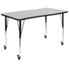 Emmy 3 Piece Mobile 76" Oval Wave Flexible Grey Thermal Laminate Activity Table Set-Standard Height Adjustable Legs