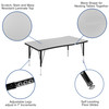 Emmy 2 Piece 76" Oval Wave Flexible Grey Thermal Laminate Activity Table Set - Height Adjustable Short Legs