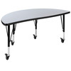 Emmy 3 Piece Mobile 76" Oval Wave Flexible Grey Thermal Laminate Activity Table Set - Height Adjustable Short Legs