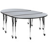 Emmy 3 Piece Mobile 86" Oval Wave Flexible Grey Thermal Laminate Activity Table Set-Standard Height Adjustable Legs