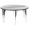 Emmy 2 Piece Emmy 60" Circle Wave Flexible Grey Thermal Laminate Activity Table Set - Standard Height Adjustable Legs