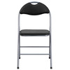 HERCULES Series Black Vinyl Metal Folding Chair with Carrying Handle