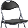 HERCULES Series Black Vinyl Metal Folding Chair with Carrying Handle