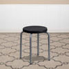 Remington Stackable Stool with Black Seat and Silver Powder Coated Frame