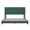 Bianca King Upholstered Platform Bed with Vertical Stitched Wingback Headboard, Slatted Mattress Foundation, No Box Spring Needed, Emerald Velvet