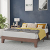 Evelyn Walnut Finish Wood Queen Platform Bed with Wooden Support Slats, No Box Spring Required