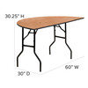 Furman 5-Foot Half-Round Wood Folding Banquet Table