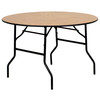 Furman 4-Foot Round Wood Folding Banquet Table with Clear Coated Finished Top